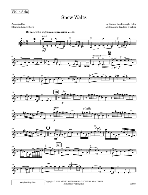 Snow Waltz (Arr. Stephan Langenberg) - Lindsey Stirling (Violin Solo)