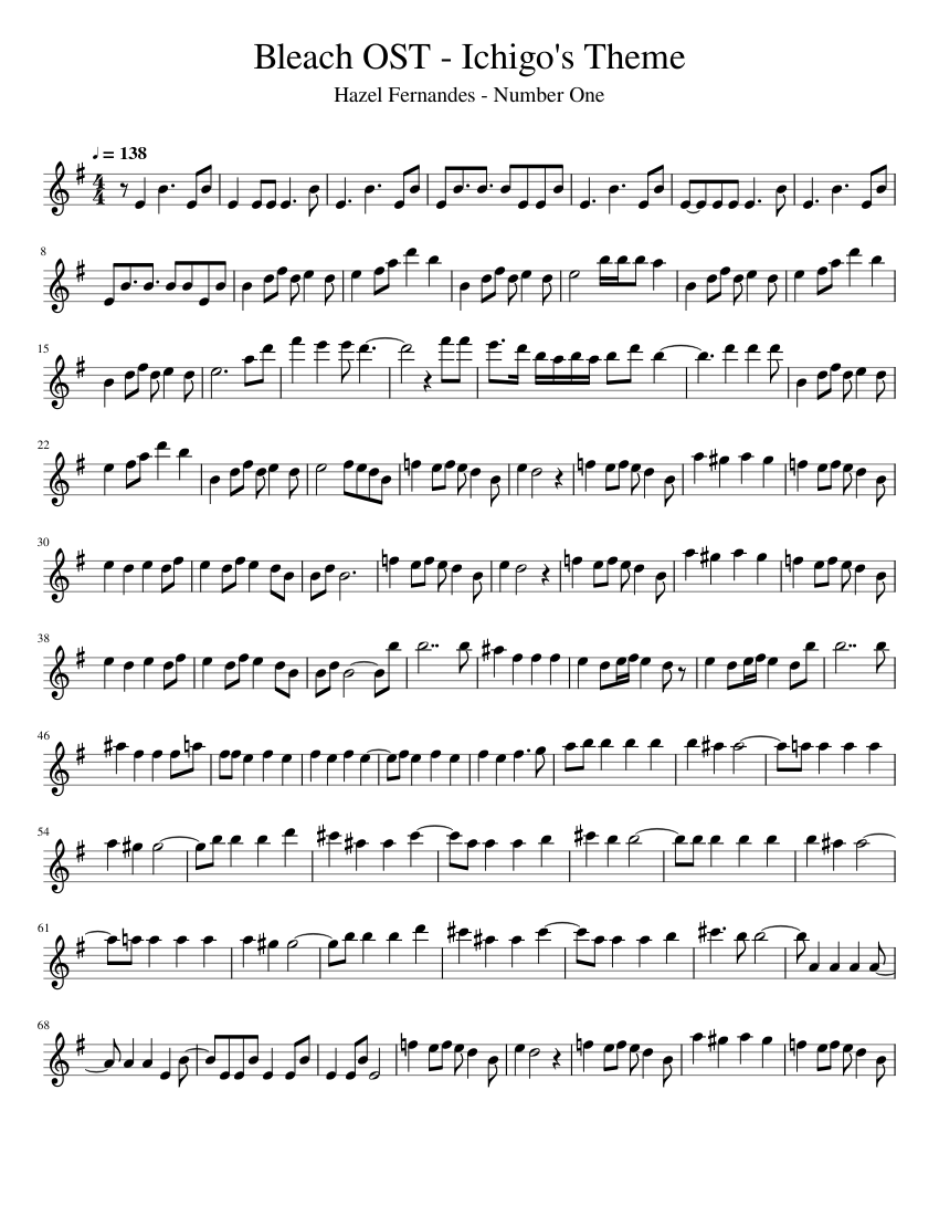 Bleach OST Ichigo's Theme Sheet Music for Flute (Solo)