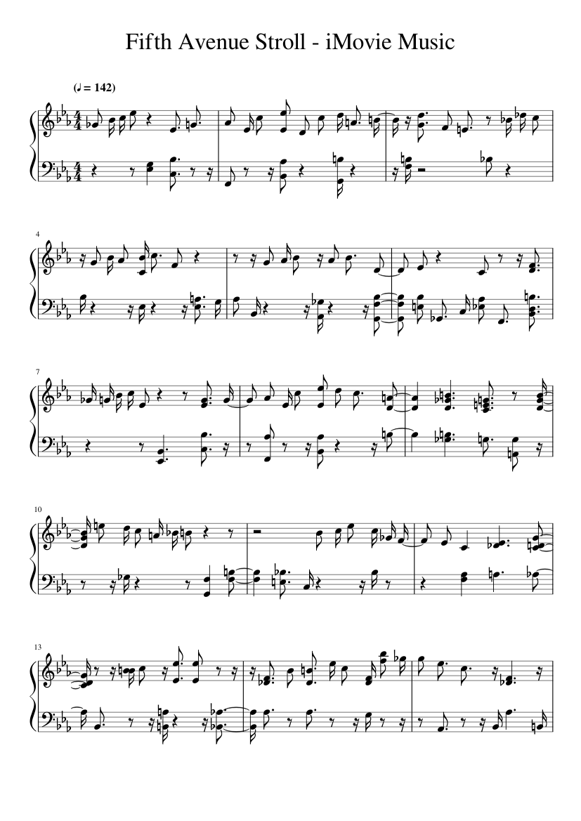 Fifth Avenue Stroll iMovie Song Music Sheet music for Piano (Solo) |  Musescore.com