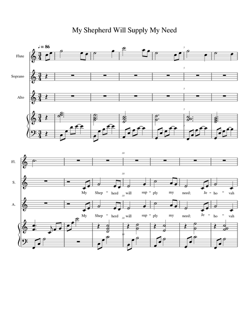 My Shepherd Will Supply My Need (Arr. Aleta Clegg) - Text by Isaac Watts (Small Ensemble)