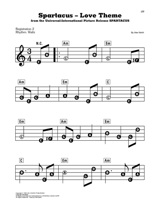 Spartacus - Love Theme - Alex North (E-Z Play Today)
