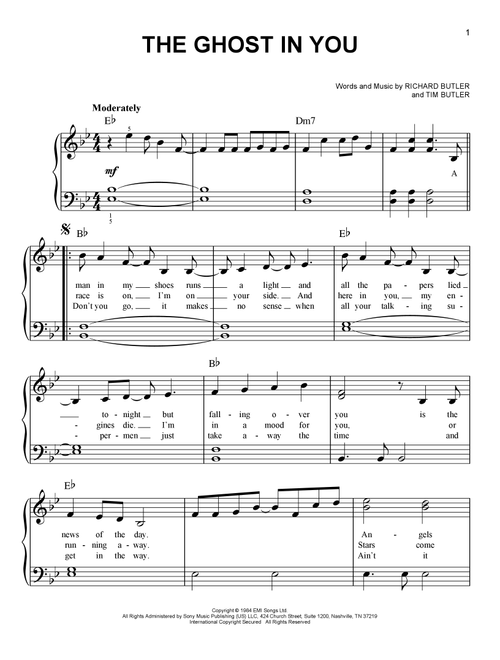 The Ghost In You - Psychedelic Furs (Easy Piano)