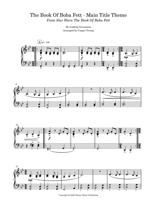 The Book Of Boba Fett Main Title Theme (Arr. Casper Tromp) - Ludwig Goransson (Piano Solo)