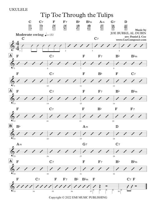 Tip Toe Through The Tulips With Me (Arr. Daniel J. Coe) - Joe Burke (Ukulele Chords-Lyrics)