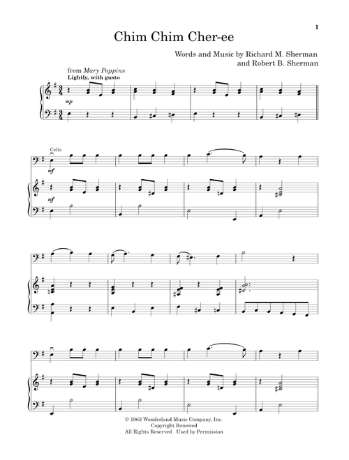 Chim Chim Cher-ee (from Mary Poppins) - Sherman Brothers, Robert B Sherman, Richard M Sherman (Cello and Piano)
