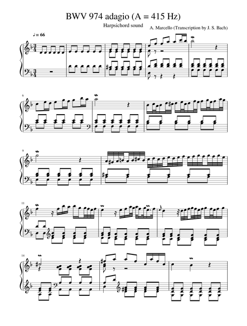 Adagio from BWV 974 - harpsichord sound