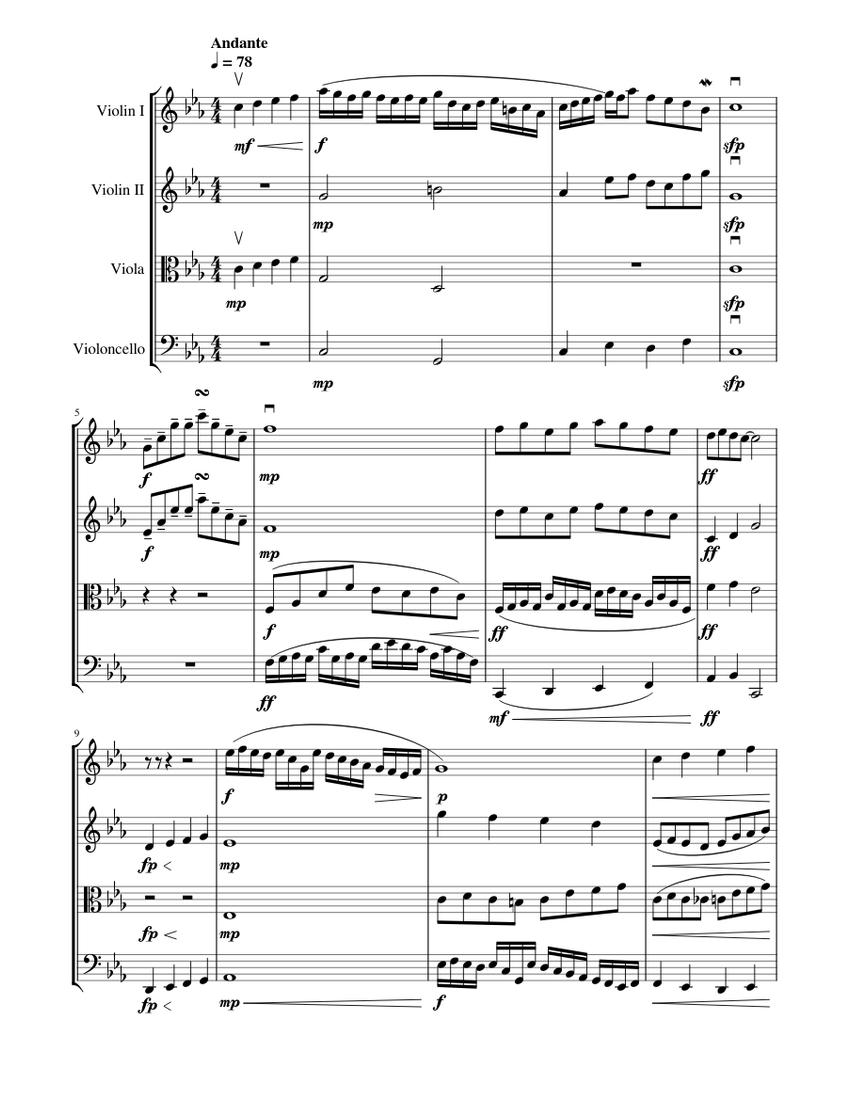 string quartet composition Sheet music for Violin, Viola, Cello (String