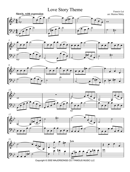 Love Story (Arr. Marion Maby) - Andy Williams (Instrumental Duet)