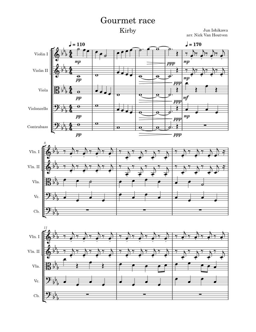 Gourmet Race Jun Ishikawa Gourmet Race [String Orchestra] Sheet