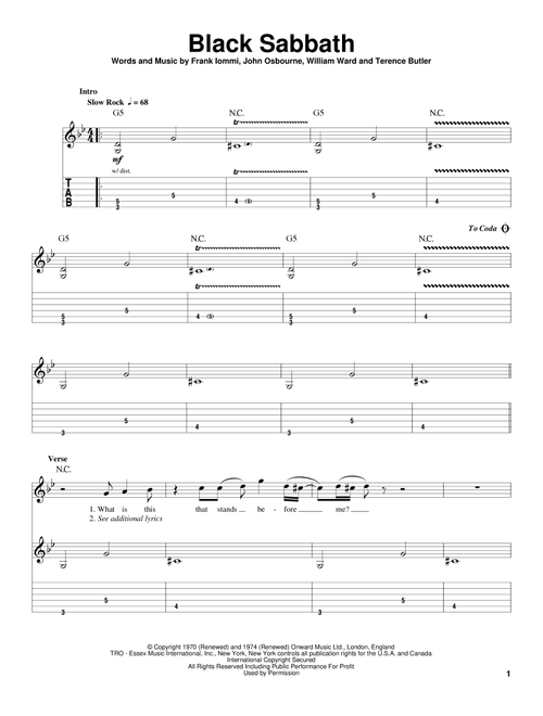 Black Sabbath - Ozzy Osbourne (Guitar Tab Play-Along)