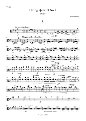 String Quartet No.1, Op.27 – Edvard Grieg - Cello PART Sheet Music