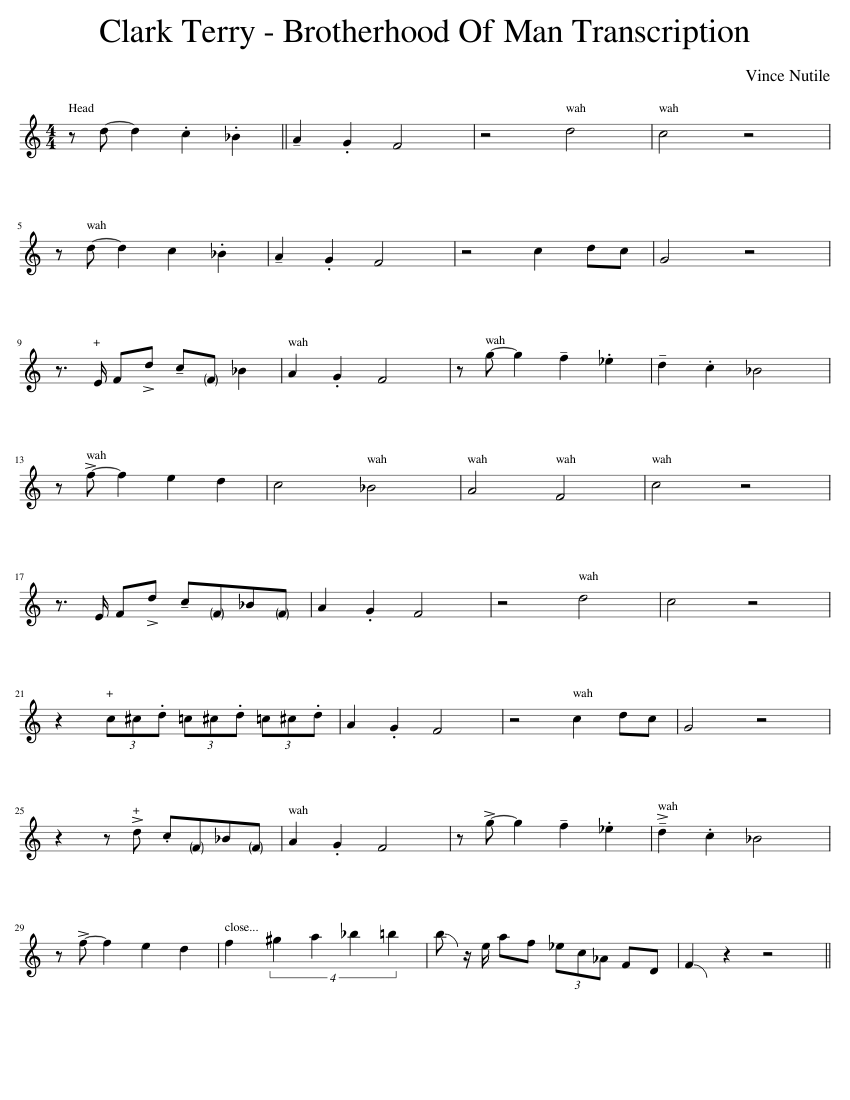 Brotherhood_Of_Man_Transcription Sheet Music with Chords for