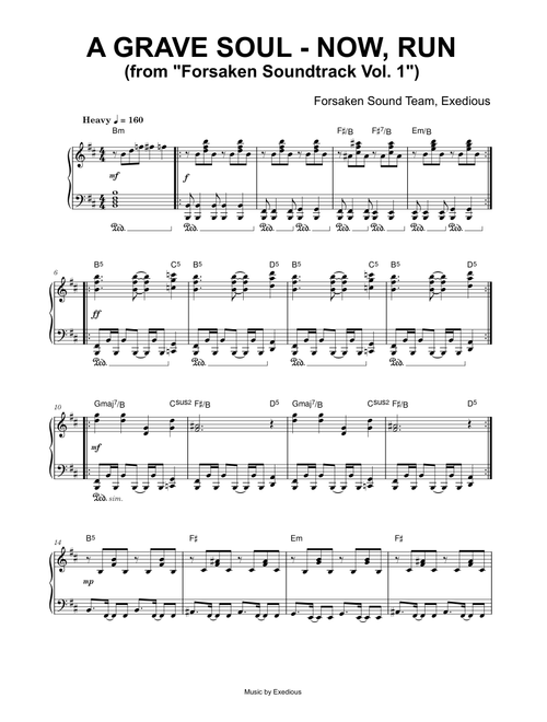 A GRAVE SOUL - NOW, RUN (from Forsaken Soundtrack Vol. 1) - Forsaken Sound Team, Exedious (Piano)