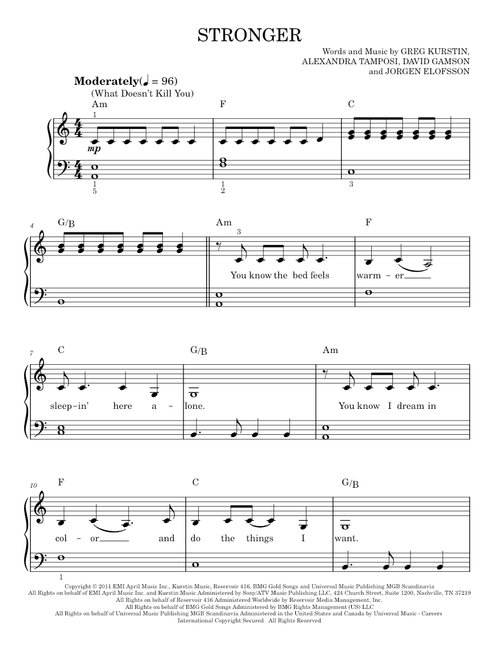 Stronger(What Doesn't Kill You) - Kelly Clarkson (Easy Piano)