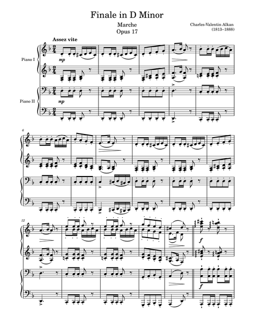 Finale Opus 17 in D Minor (Arr. Zachary Corbett) - Charles-Valentin Alkan (Piano Duet)