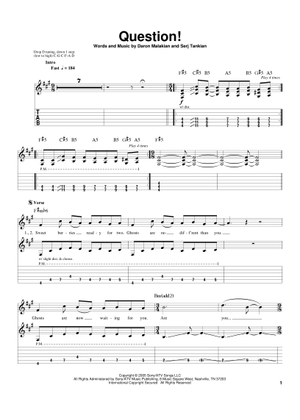 Question Tabs Play Official version of Toxicity Sheet Music by System of a Down for ...