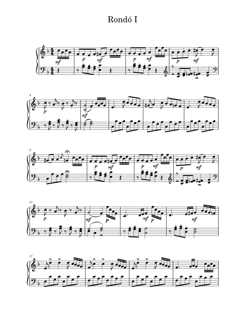 Musical Score Rond Rondó I Sheet music for Piano (Solo) | Musescore.com