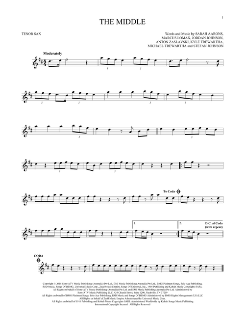 The Middle - Zedd Maren Morris & Grey (Tenor Sax Solo)