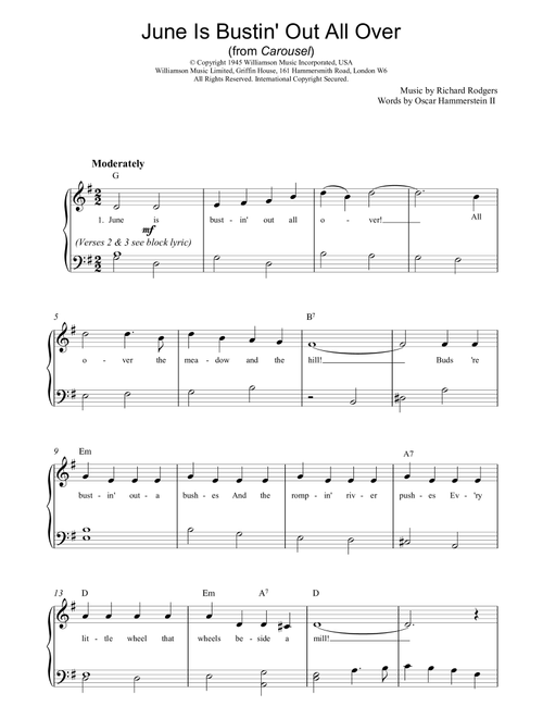 June Is Bustin' Out All Over - Rodgers & Hammerstein (Easy Piano)