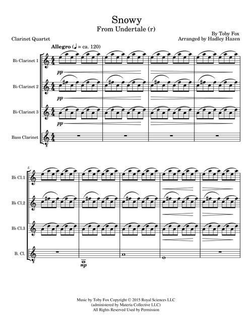 Snowy (Arr. Hadley Hazen) - Toby Fox (Woodwind Ensemble)