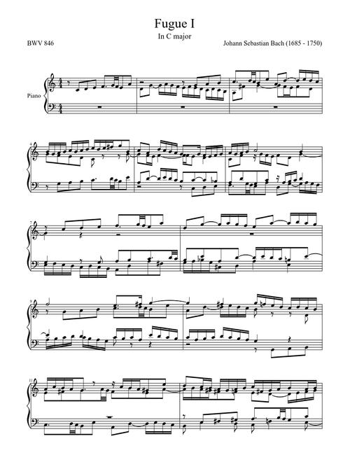 Fugue I in C major, BWV 846 - Well Tempered Clavier [First Book]