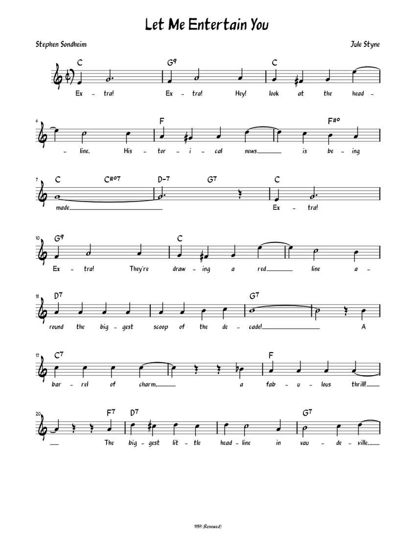 Let Me Entertain You (Lead sheet with lyrics ) piano tutorial