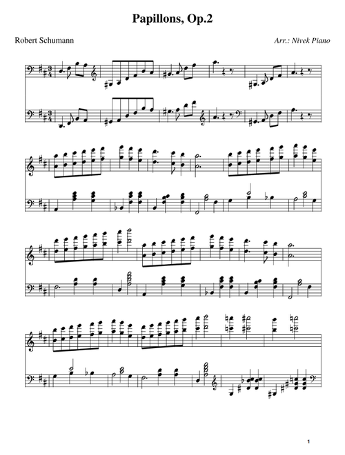 Papillons, Op.2 - Robert Schumann (Arr. Nivek Piano) (Piano Solo)
