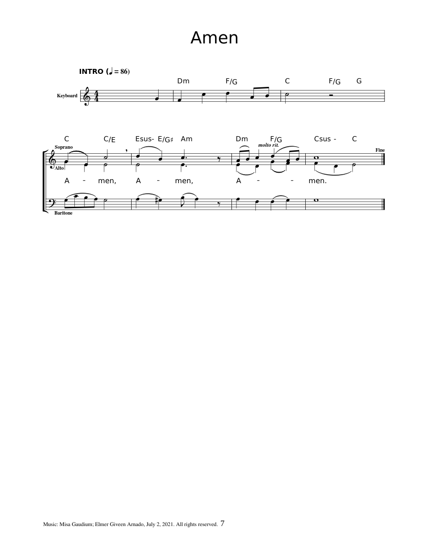 Amen Sheet Music For Female Male Church Choir Musescore Amen sheet music for female male church choir musescore
