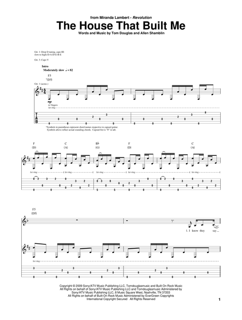 The House That Built Me - Miranda Lambert (Guitar Tab)