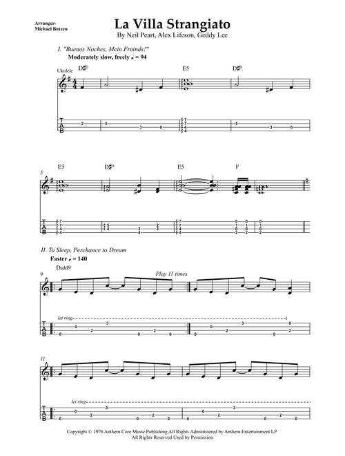 La Villa Strangiato (Arr. Michael Butzen) - Rush (Ukulele)