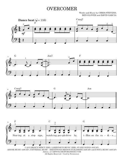Overcomer - Ben Glover, Reuben Morgan (Easy Piano)