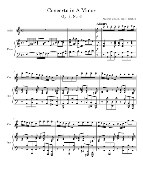 Violin Concerto in A minor, RV 356 – Antonio Vivaldi arranged by Tividar Nachez