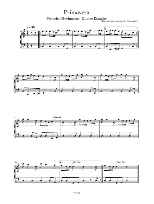 La Primavera – Antonio Vivaldi Primavera – Antonio Vivaldi - Piano Iniciante