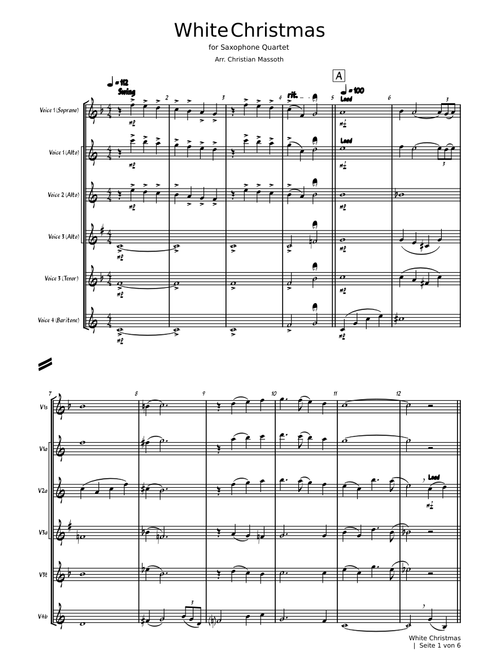 White christmas – Irving Berlin White Christmas – Irving Berlin - for Saxophone Quartet