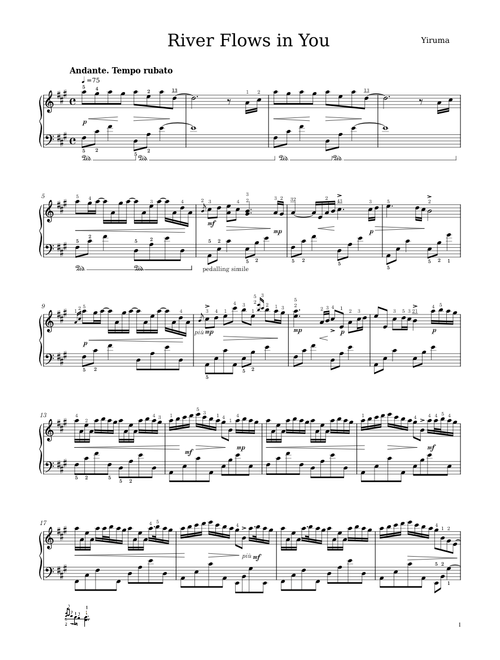 River flows in you (with fingering) - Yiruma