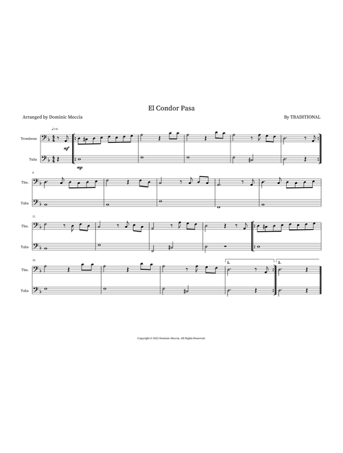 El Condor Pasa (Arr. Dominic Meccia) - Traditional (Instrumental Duet)