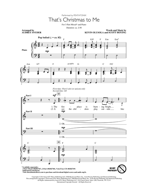 That's Christmas To Me (arr. Audrey Snyder) - Pentatonix (Choral, 3-Part Mixed)
