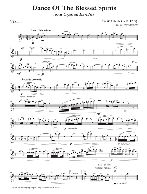 Dance of the Blessed Spirits for String Quartet (Arr. Diego Marani) - Christoph Willibald Gluck (String Quartet)