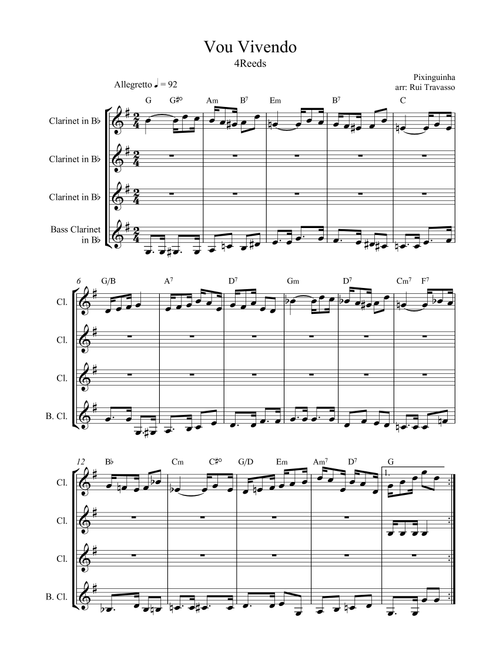 Vou Vivendo (Arr. Rui Travasso) - Benedito Lacerda, Alfredo Da Rocha Viana, Jr (Woodwind Ensemble)