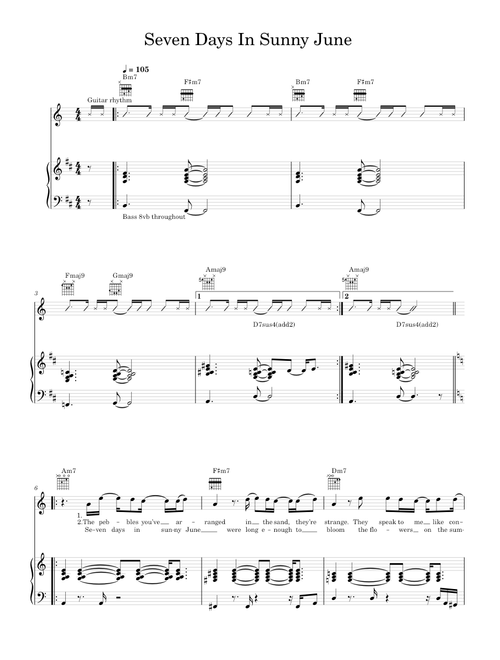 Seven days in sunny june - Jamiroquai (Piano-Voice-Guitar)