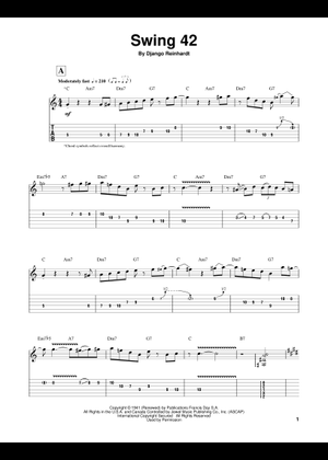 Play Official version of Swing 42 Sheet Music by Django Reinhardt
