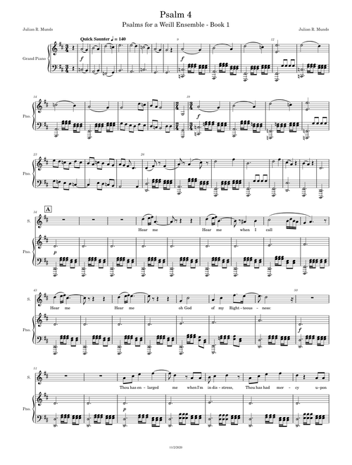 Psalm 4 for a Weill Ensemble (Piano Sketch) - Julian R. Munds