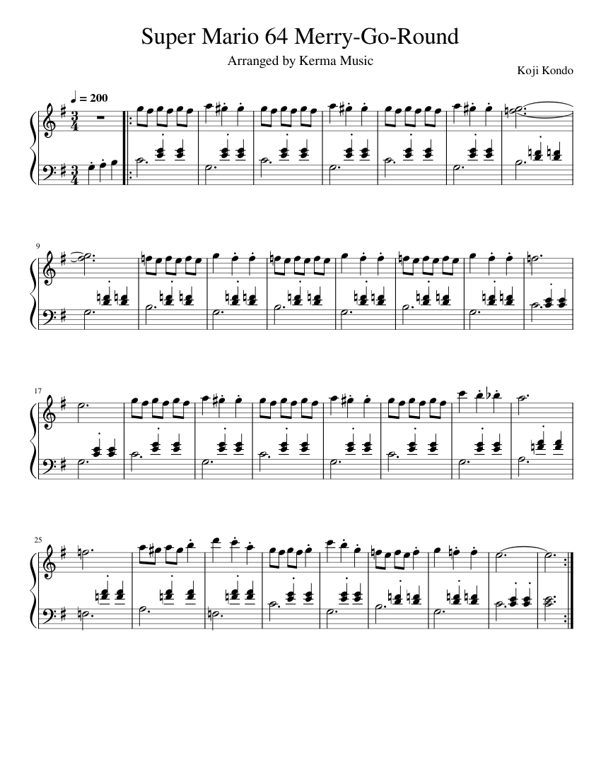Super Mario 64 Haunted Merry-Go-Round Sheet Music for Piano (Solo