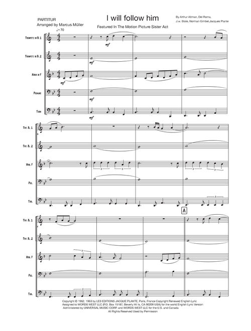 I Will Follow Him (I Will Follow You) (Arr. Marcus Müller) - Little Peggy March (Brass Ensemble)