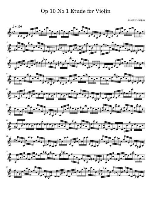 Op 10 No 1 Waterfall Etude for Violin(original piano version by Chopin)