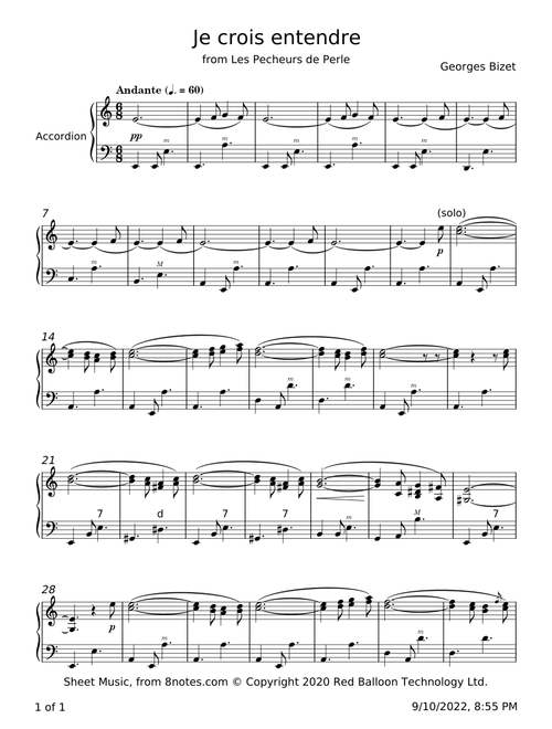Je Crois Entendre Encore - Georges Bizet