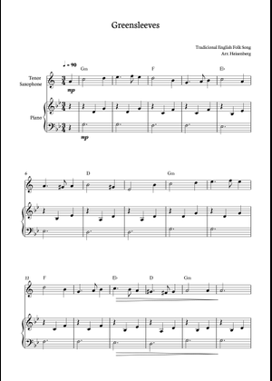 Greensleeves – Traditional English folk song Sheet Music for