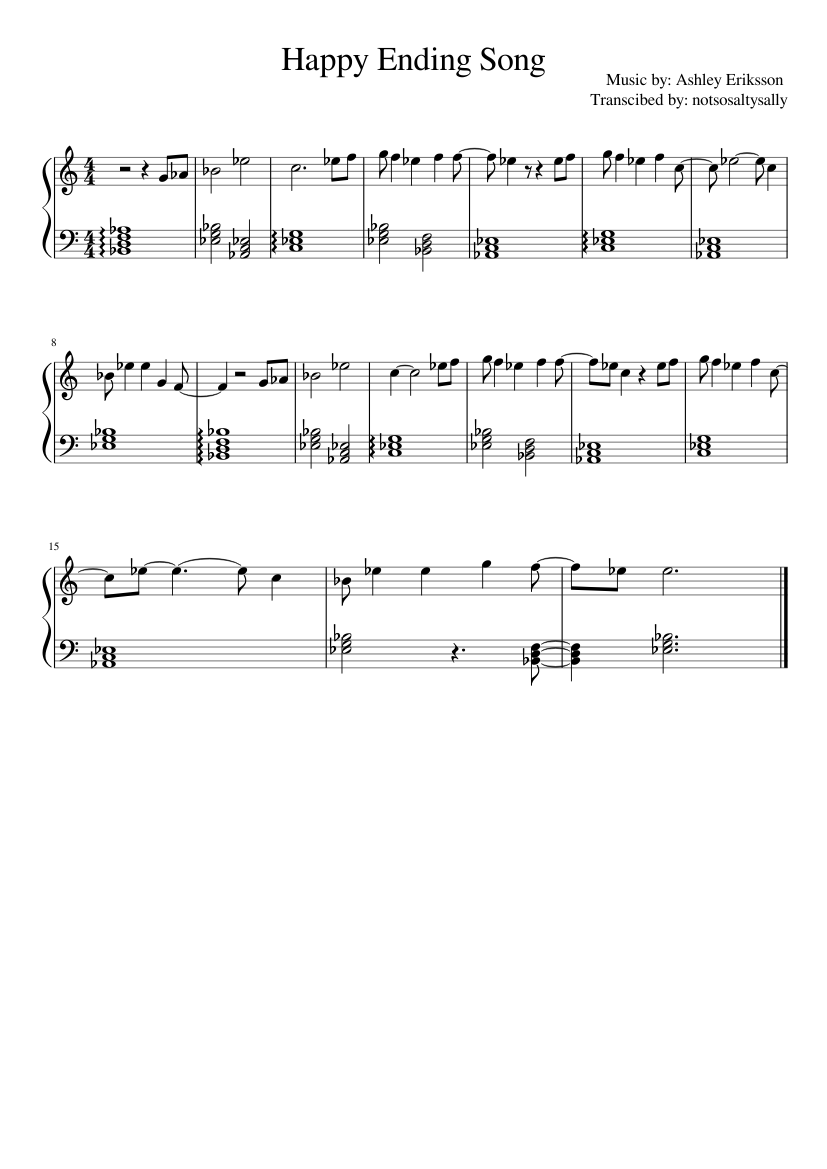 Cuando Crónico Ver internet Happy Ending Song Sheet music for Piano (Solo) | Musescore.com
