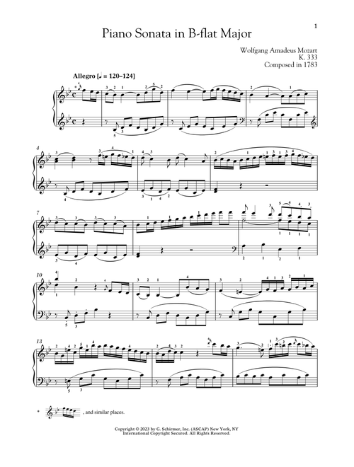 Piano Sonata In B-flat Major, K. 333 (Ed. Alexandre Dossin) - Wolfgang Amadeus Mozart (Piano Solo)