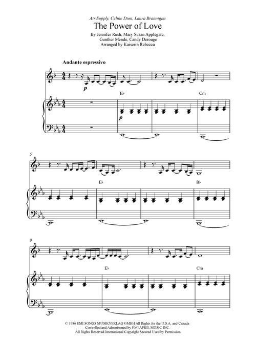 The Power Of Love (Arr. Kaiserin Rebecca) - Celine Dion (Trumpet and Piano)